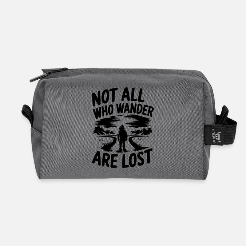 Not All Who Wander Are Lost - Recycled Toiletry Zip Bag - anthracite
