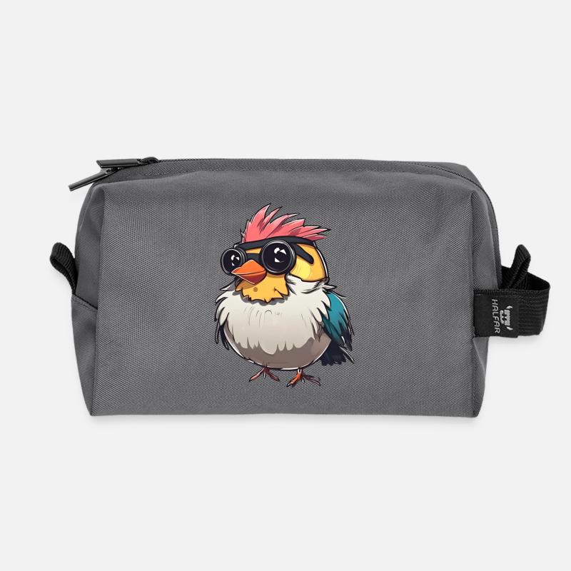 Bunte Techno-Vogel-Illustration - Recycelte Kulturtasche - Anthrazit