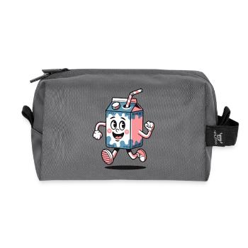 Milk Carton Mascot Dash - Recycled Toiletry Zip Bag - anthracite - Front