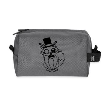 Fuchs Rotfuchs Sir Mr. Zylinder Hut Monokel Brille - Recycelte Kulturtasche - Anthrazit - Vorne