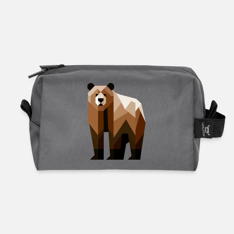 Geometrischer Bär - Recycelte Kulturtasche - Anthrazit