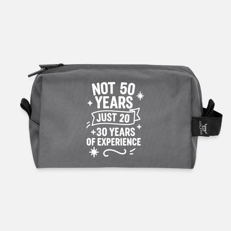 50th Birthday Gift – Just 20 + 30 Years Experience - Recycled Toiletry Zip Bag - anthracite