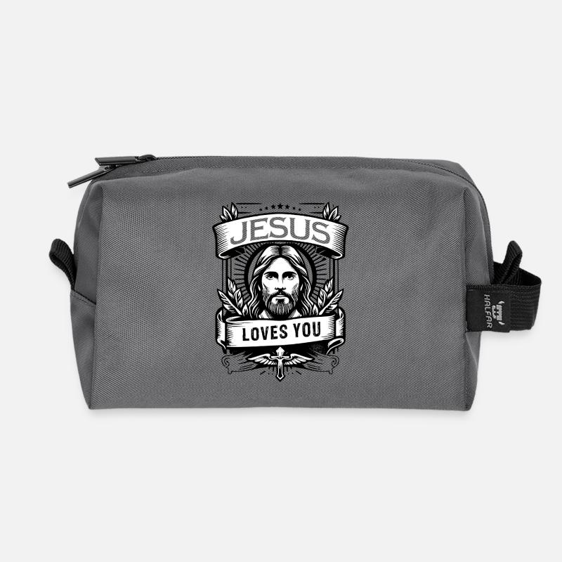 jesus loves you mit Schleife - Recycelte Kulturtasche - Anthrazit