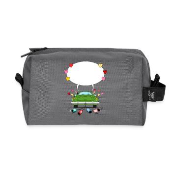 Wedding car with speech bubble in green - Recycled Toiletry Zip Bag - anthracite - Front