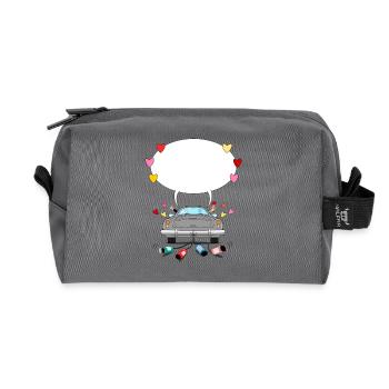 Wedding Car with Speech Bubble in Gray - Recycled Toiletry Zip Bag - anthracite - Front