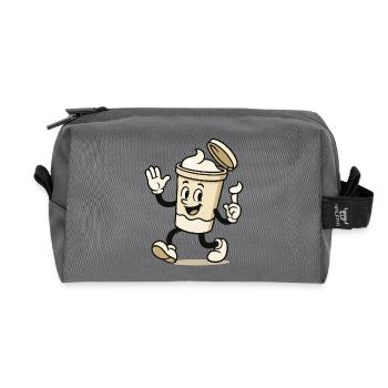 eiscreme becher comic - Recycelte Kulturtasche - Anthrazit - Vorne
