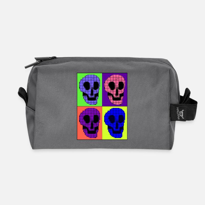 Vier bunte Totenköpfe - Recycelte Kulturtasche - Anthrazit