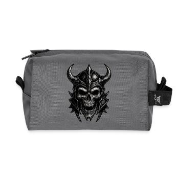 Detaillierter Skull mit Kriegerhelm - Recycelte Kulturtasche - Anthrazit - Vorne