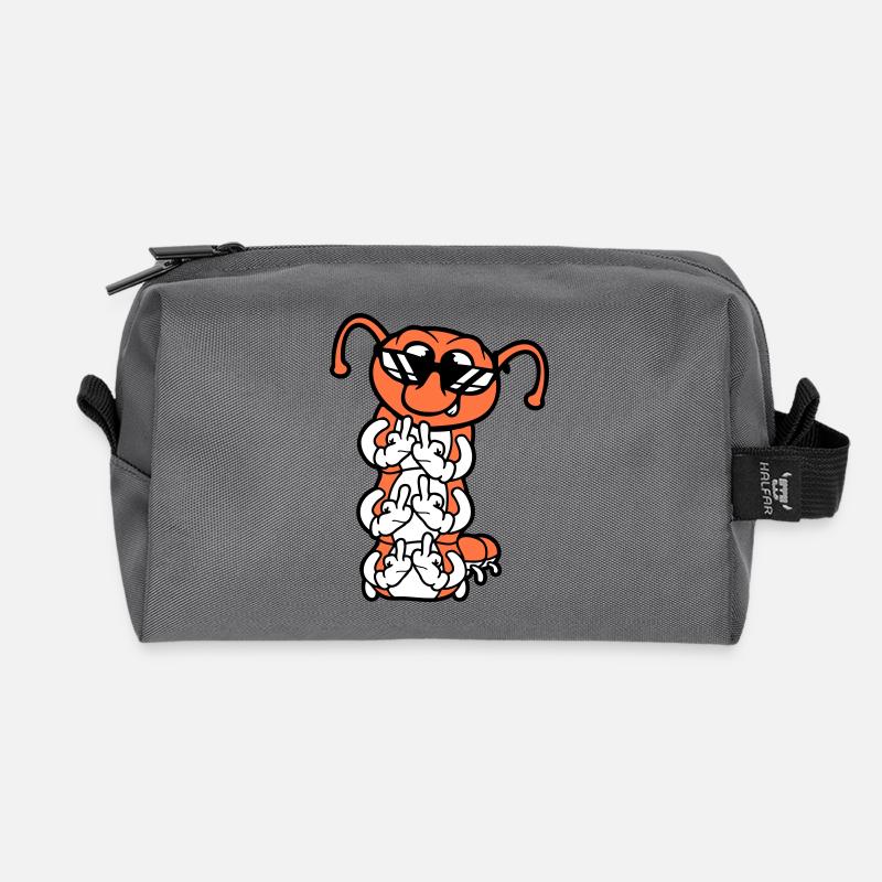 Raupe Mittelfinger Beleidigung Sonnenbrille Cool - Recycelte Kulturtasche - Anthrazit