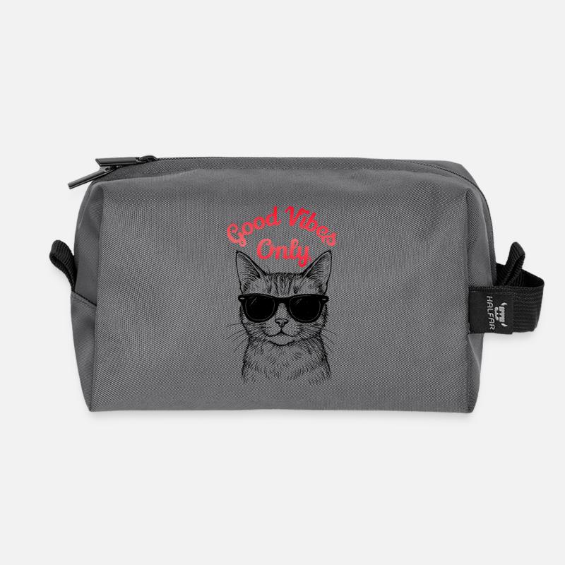 GoodVibesOnly – Coole Katzen Illustration - Recycelte Kulturtasche - Anthrazit