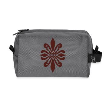 Elegant Symmetrical Floral Motif - Recycled Toiletry Zip Bag - anthracite - Front