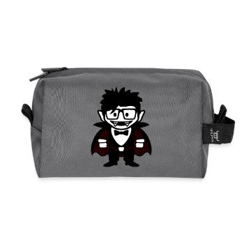 Lustiger Nerd Vampir mit Brille und Fliege - Recycelte Kulturtasche - Anthrazit - Vorne