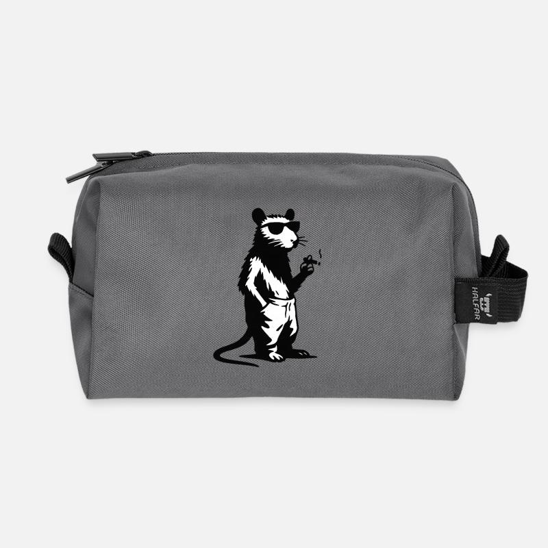 Panda Hipster mit Sonnenbrille - Recycelte Kulturtasche - Anthrazit