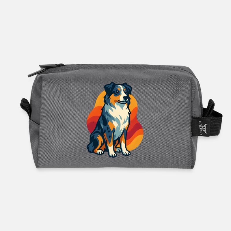Sunset Australian Shepherd Hund - Recycelte Kulturtasche - Anthrazit
