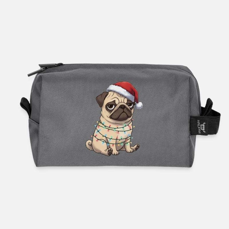 Mops Weihnachtsmann lustig clumsy Hund Weihnachten - Recycelte Kulturtasche - Anthrazit