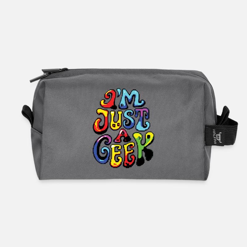 I'M JUST A GEEK #1 - let's talk - Recycled Toiletry Zip Bag - anthracite