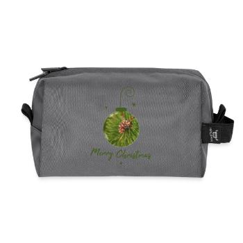 Balle de Noël verte avec pommes de pin - Trousse de toilette en tissu recyclé - anthracite - Devant