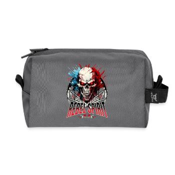crâne squelette moto motard gang - Trousse de toilette en tissu recyclé - anthracite - Devant
