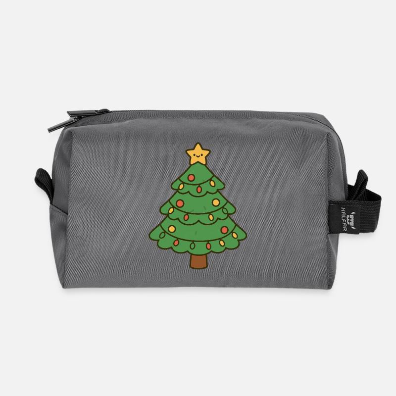 Merry Christmas tree - Recycled Toiletry Zip Bag - anthracite