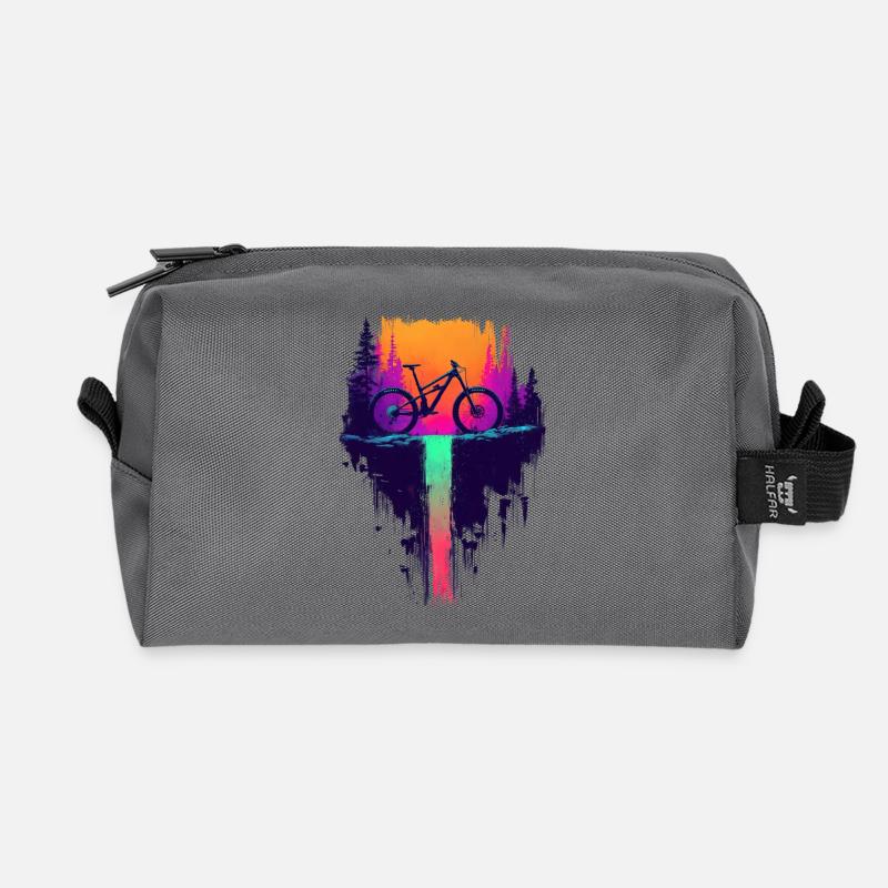 Mountainbike Downhill Wasserfall - MTB Geschenk - Recycelte Kulturtasche - Anthrazit