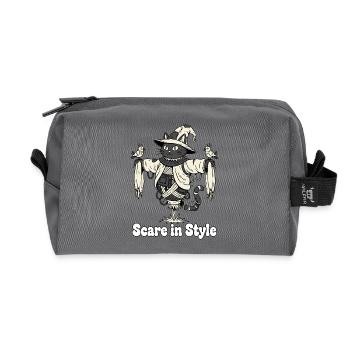 Scare in Style: Halloween Cat - Recycled Toiletry Zip Bag - anthracite - Front