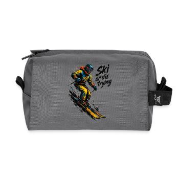 Ski | Skieur | Montagne - Trousse de toilette en tissu recyclé - anthracite - Devant