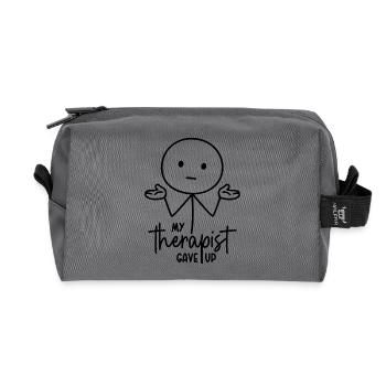 My therapist gave up - Stick figure shrug - Recycled Toiletry Zip Bag - anthracite - Front