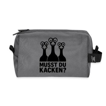 musst du kacken witzig kinder gänse glubschaugen - Recycelte Kulturtasche - Anthrazit - Vorne