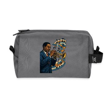 Trompettiste Jazz Bebop Groove Affiche Cadeau - Trousse de toilette en tissu recyclé - anthracite - Devant