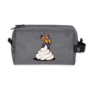 Mountaineer on Sahneberg – Funny Cartoon Motif - Recycled Toiletry Zip Bag - anthracite - Front