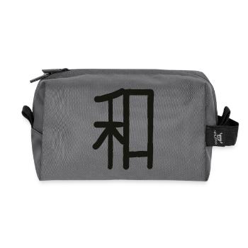 Japanese Character for Harmony "WA" - Recycled Toiletry Zip Bag - anthracite - Front