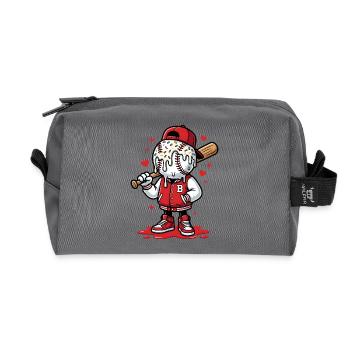 Dessin animé du joueur de baseball doux - Trousse de toilette en tissu recyclé - anthracite - Devant