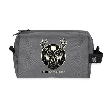 Forest Spirit – Stag in Woodcut Style - Recycled Toiletry Zip Bag - anthracite - Front