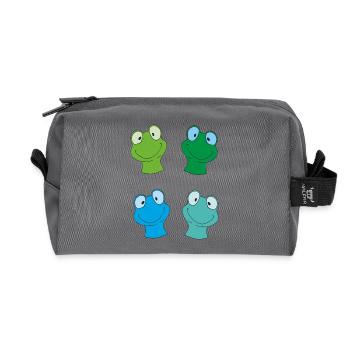 Colorful frog faces - Recycled Toiletry Zip Bag - anthracite - Front