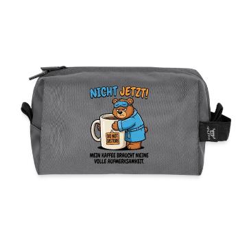 Not Now Bear Coffee Time - Recycled Toiletry Zip Bag - anthracite - Front