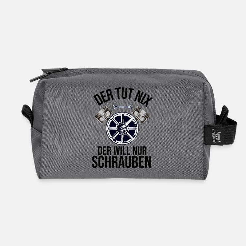 Der tut nix der will nur schrauben  - Recycelte Kulturtasche - Anthrazit