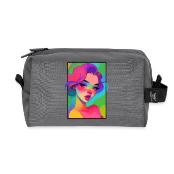 Glam Girl Portrait - Recycled Toiletry Zip Bag - anthracite - Front