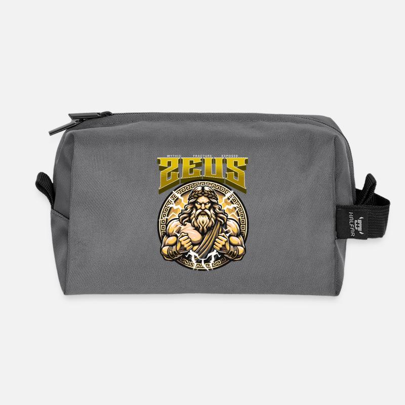 Zeus Power: Mythical Lightning Image - Recycled Toiletry Zip Bag - anthracite