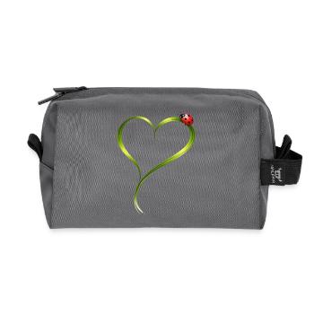 Marienkäfer auf Herz aus Grashalm  - Recycelte Kulturtasche - Anthrazit - Vorne