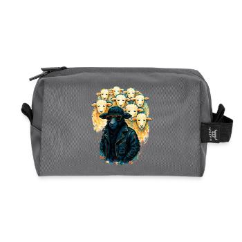 Mouton Noir Anticonformiste en Veste de Cuir - Trousse de toilette en tissu recyclé - anthracite - Devant