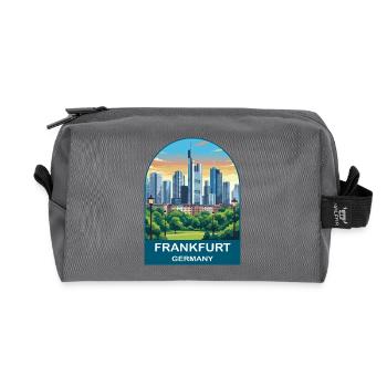 Frankfurt Germany Skyline Vintage Travel Poster - Recycled Toiletry Zip Bag - anthracite - Front