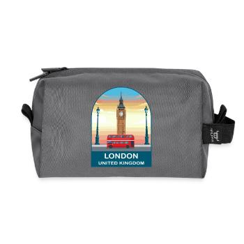 London UK Vintage Travel Poster Art - Recycled Toiletry Zip Bag - anthracite - Front