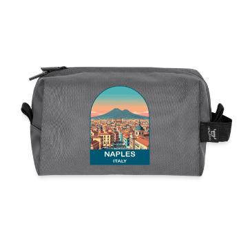 Naples Italy Vintage Travel Poster Art - Recycled Toiletry Zip Bag - anthracite - Front