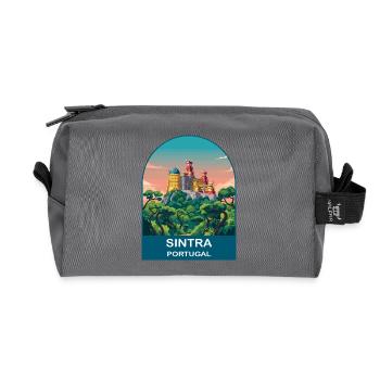 Sintra Portugal Vintage Travel Poster Art - Recycled Toiletry Zip Bag - anthracite - Front