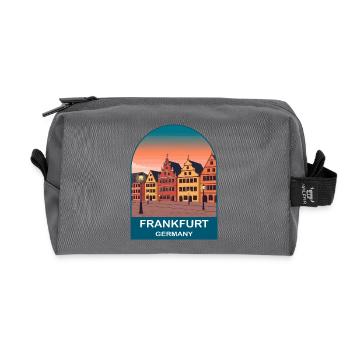 Frankfurt Germany Skyline Vintage Travel Poster - Recycled Toiletry Zip Bag - anthracite - Front