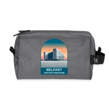 Belfast UK Vintage Travel Poster Art - Recycled Toiletry Zip Bag - anthracite - Front