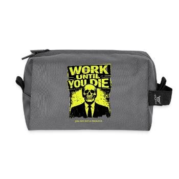 Work Till Death Skull - Recycled Toiletry Zip Bag - anthracite - Front