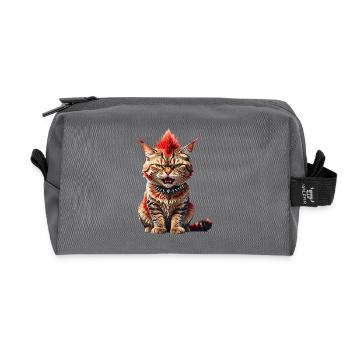 Punk Katze - Recycelte Kulturtasche - Anthrazit - Vorne
