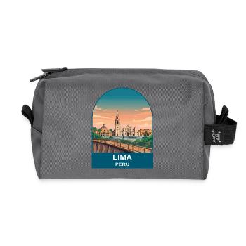 Paysage urbain de Lima Pérou Affichage d’affiches de voyage vintage - Trousse de toilette en tissu recyclé - anthracite - Devant