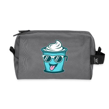 Crème Joghurt Sahne Eis - Becher mit Sonnenbrille - Recycelte Kulturtasche - Anthrazit - Vorne